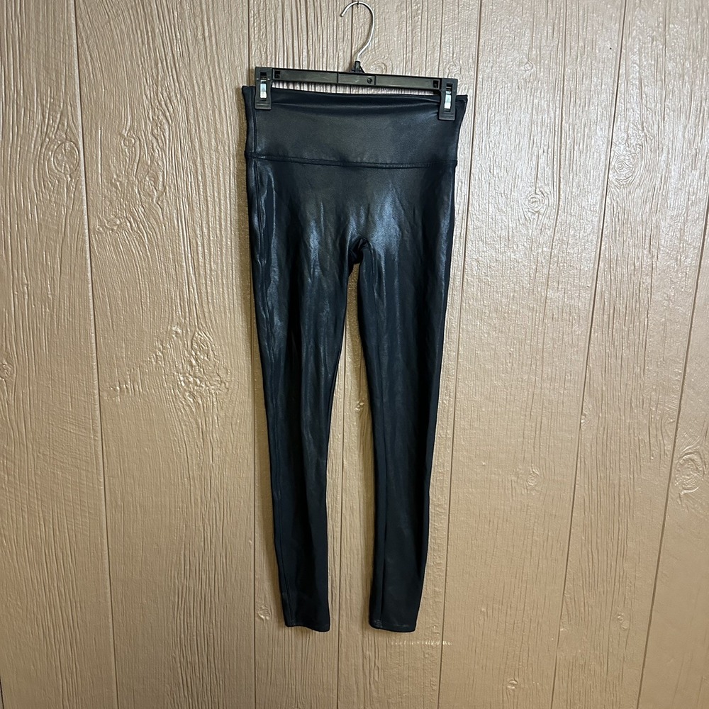 Spanx Faux Leather Leggings Black Women's Sz M Office Wear Casual Night Out
